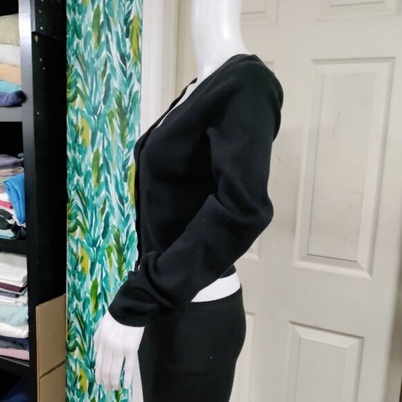Urban Outfitters Black Cropped Cotton Blend Cardigan L - Picture 2 of 11
